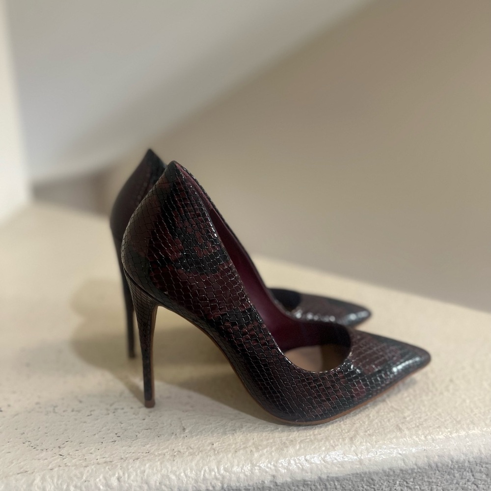 Aldo Black and burgundy red snake skin High‎ Heeled Pumps court shoes smart sz 6